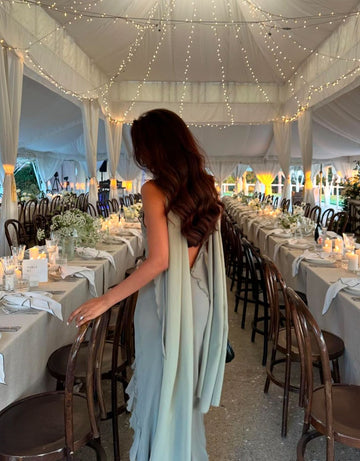 Simple Flowy Sheath Spaghetti Strap Ruffle Chiffon Prom Dress Party Dress HZ1023